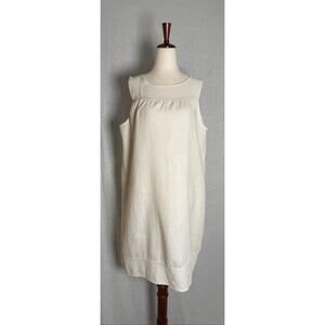 Via Signoria Italian Linen Sequin Trim Sleeveless Shift Dress - Flax
Size Large